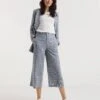 Blue Stripe Linen Straight Leg Culotte -Deals Stylo Vex Store y01zv907751w