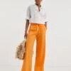 Mango Linen Wide Leg Trousers
