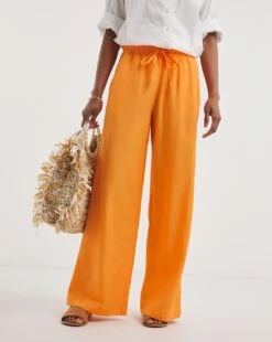 Mango Linen Wide Leg Trousers -Deals Stylo Vex Store z01gz714741w