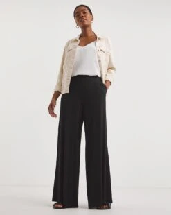 Black Jersey Palazzo Trousers -Deals Stylo Vex Store z01gz736745w