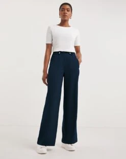 Navy Adjustable Wide Leg Trousers 12 Navy Adjustable Wide Leg Trousers -Deals Stylo Vex Store z01xl129709w