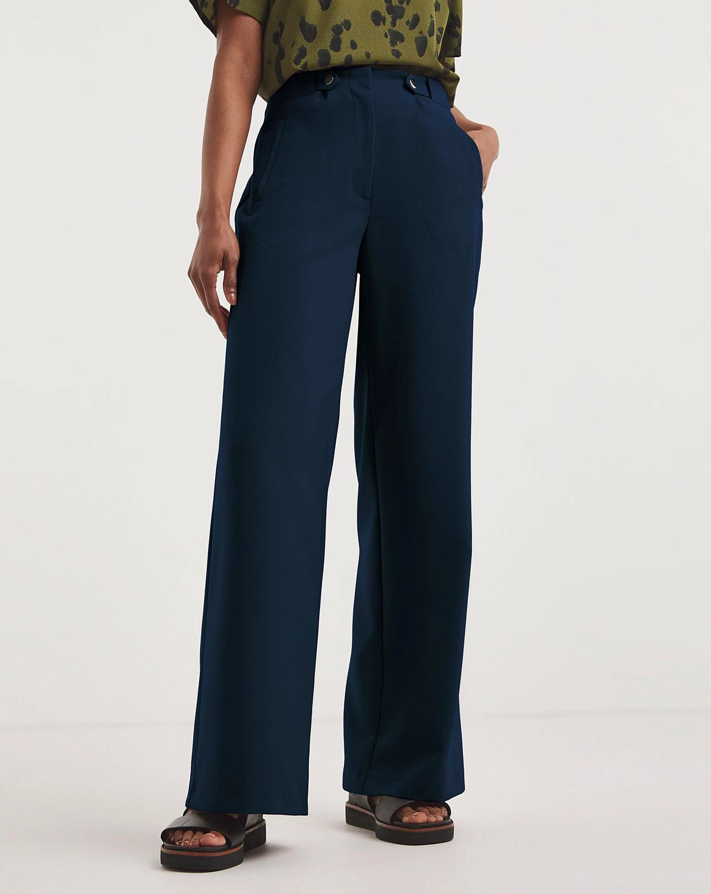 Navy Adjustable Wide Leg Trousers 8 Navy Adjustable Wide Leg Trousers - Image 6