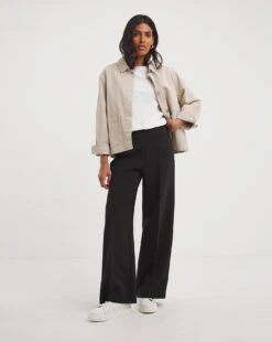 Wide Leg Crepe Trousers